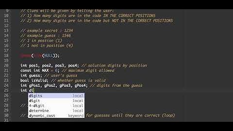 C++ Loops Lesson 17 - Mastermind Programming 1