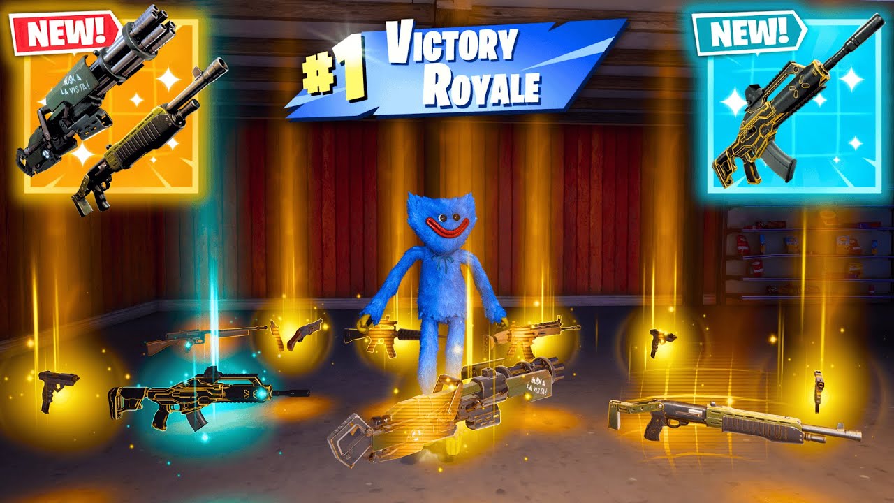 HUGGY WUGGY ALL MYTHIC AND EXOTIC GUNS IN FORTNITE (NEW! Fortnite Chapter 7 Season 1)
