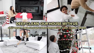 CLEAN OUR HOUSE WITH US! New Year Reset +Taking Down Christmas Decor *Satisfying*