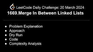 Daily LeetCode Challenge: 1669.Merge In Between Linked Lists| C++ | Linked List | @shwetabhagat8920