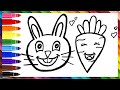 Simple & Beautiful Carrot with Rabbit Drawing, Painting for Easy drawing Kids & Toddlers🐰🥕🐇🥕🌈 #65