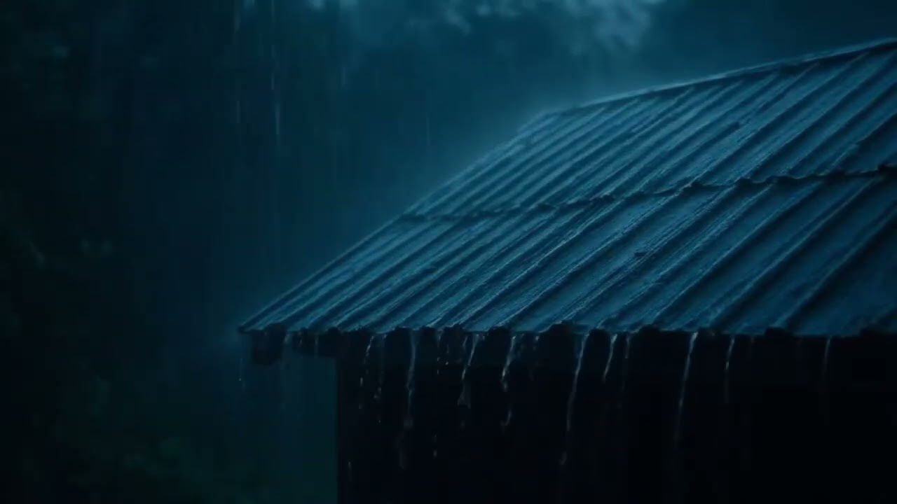 Heavy Rain on a Cabin Roof at Night | Deep Sleep Rain Sounds UHD