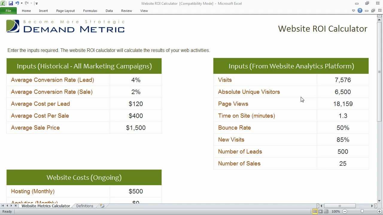 Website ROI Calculator YouTube