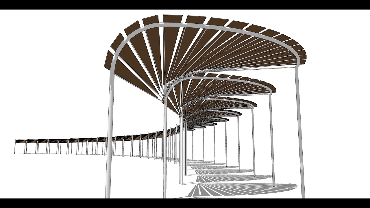3d modeling a walkway shade using Sketchup - YouTube