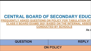 POLICY FOR TABULATION OF CLASS 10 CBSE MARKS