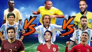 Ronaldo-Messi-Neymar VS Pele-Maradona-Figo VS R9-Batistuta-Eusebio  ULTRA VS 