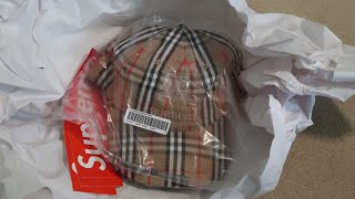 SUPREME X BURBERRY DENIM 6-PANEL PICKUP/UNBOXING - YouTube