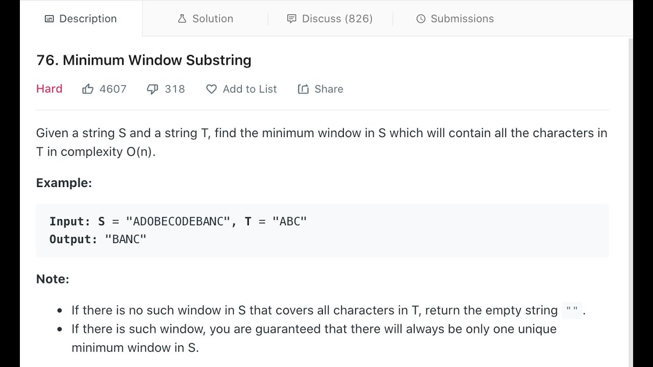 LeetCode - Minimum Window Substring - YouTube