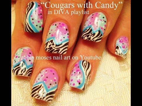 Zebra Print with Candy Color Polka Dot Nail Design Tutorial