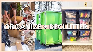 DECLUTTERING & ORGANIZING our fixer upper | filling up a *dumpster* & unpacking the last moving box