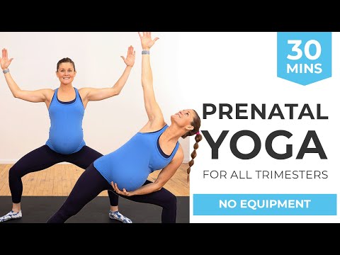 30-Minute Prenatal Yoga At Home (All Trimesters, No Equipment)