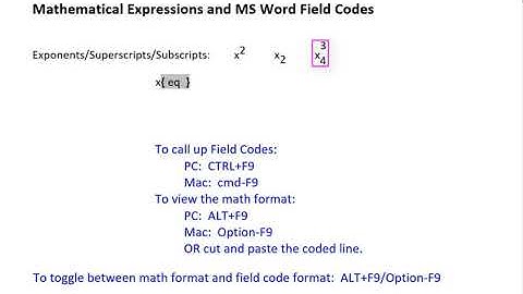Math and MS Word   Macro 2 Exponentiation, Superscripts, and Subscripts