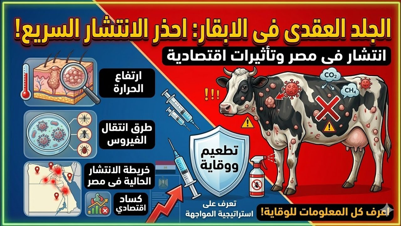 نصائح ذهبيه من د ابراهيم ممدوح القماش عن مرض الجلد العقدى فى الأبقار الوقاية والعلاج