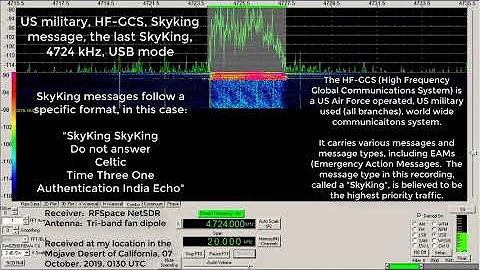 Military, US HF-GCS, the (no longer) last Skyking transmission, 4724 kHz, 07 October, 2019, 0131 UTC