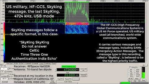 Military, US HF-GCS, the (no longer) last Skyking transmission, 4724 kHz, 07 October, 2019, 0131 UTC