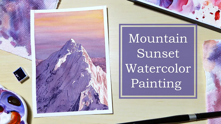 Watercolor Painting Process "Lilac Sunset Mountain...