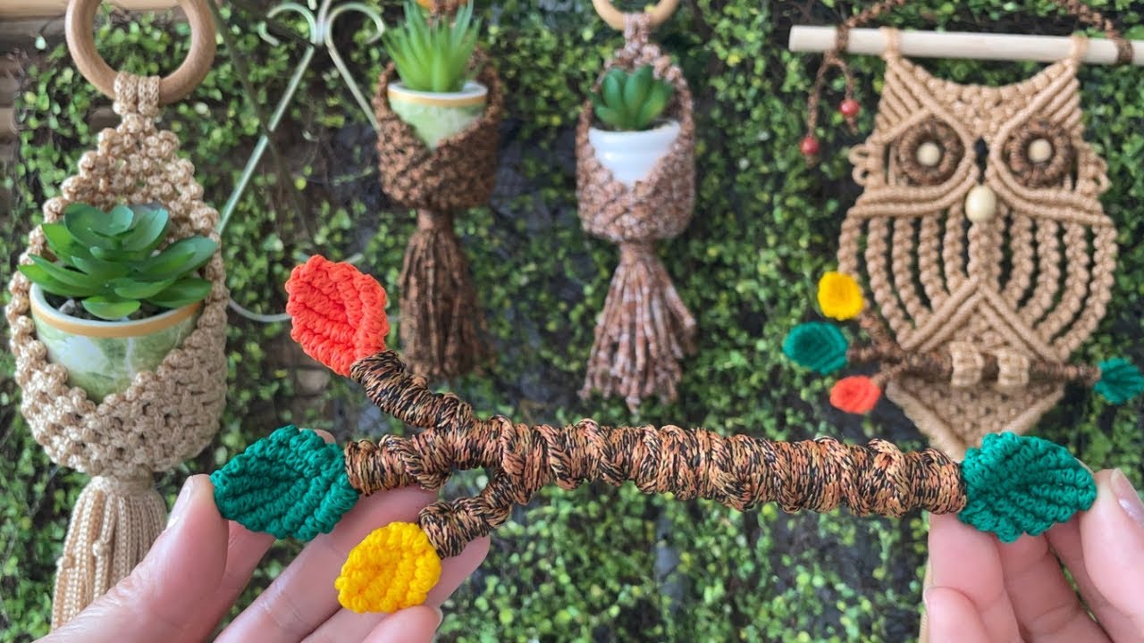 NINHO E GALHINHO COM FOLHAS EM MACRAMÊ | TUTORIAL COM O PASSO A PASSO .