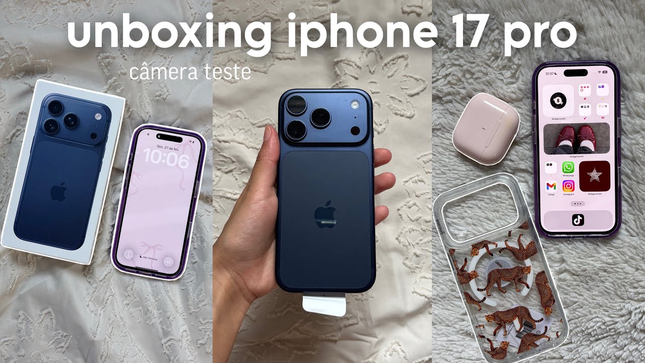 iphone 17 pro unboxing 256gb Azul: Aesthetic Unboxing & configuração⭐️
