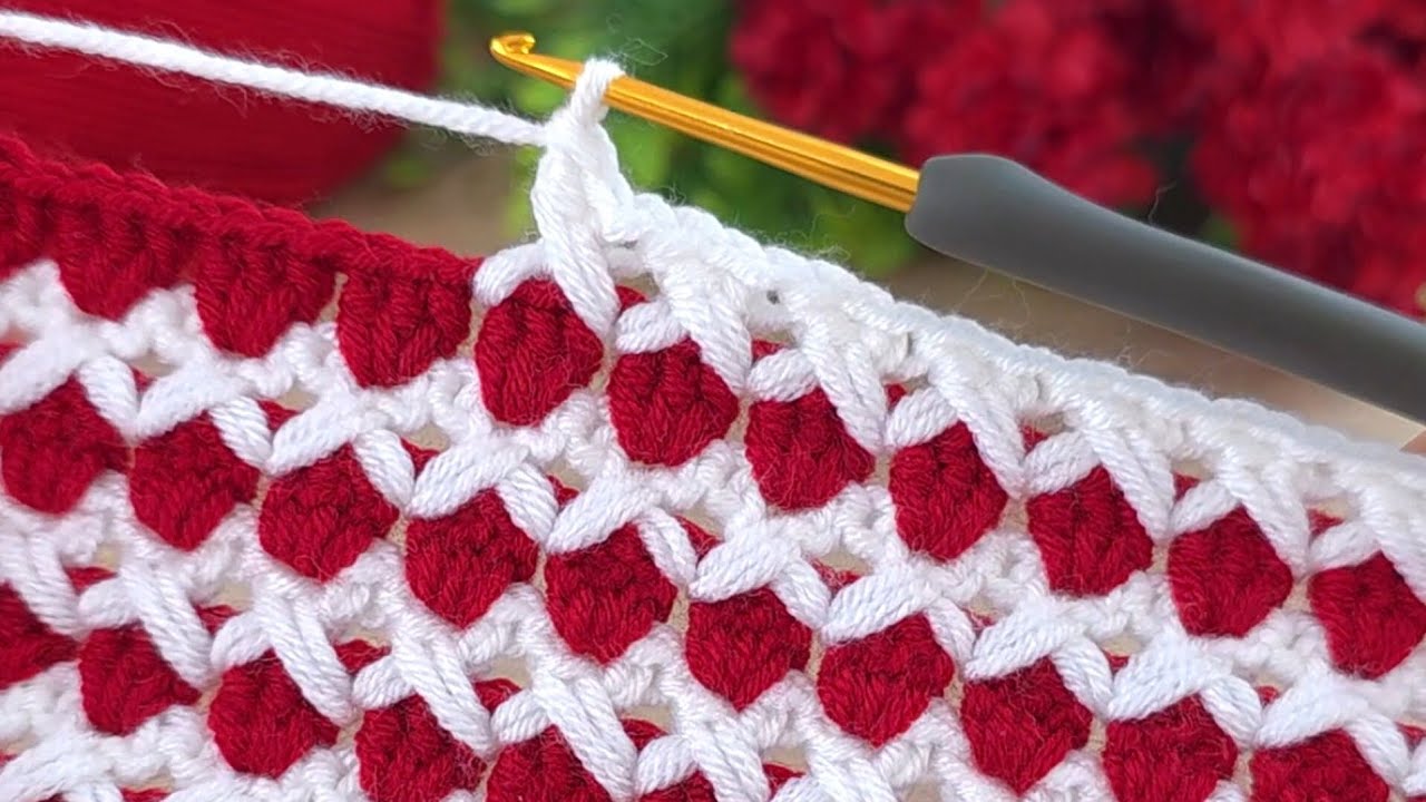 Red & White Harmony Crochet Design | Easy Step-by-Step Tutorial #crochet  #knitting 