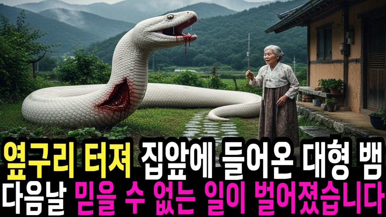 옆구리가 터진채 집앞 마당ㅇㅇ로 기어들어온 아주 큰 흰 뱀, 할머니들이 뱀을 치료해주고 먹이고 보살폈는데   은혜를 이렇게 갚을줄 몰랐네요    배은망덕한   ㅣ감동사연ㅣ반전사연ㅣ