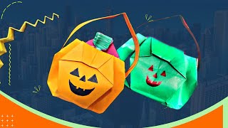 How to make a Halloween Pumpkin Basket | Candy Bucket Trick or Treat | Full Tutorial