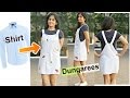 DIY: Convert Men's Shirts to Dungarees | Recycle Old Long Sleeve Shirts