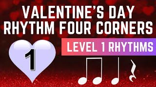 Valentine Rhythm Four Corners Game - Easy