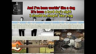 A Hard Day's Night Beatles drum and bass +lyrics Piano  chords tabs