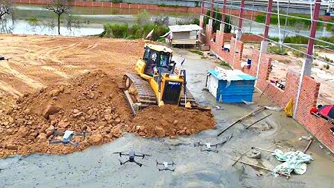 Best project!! This construction will be 90% to complete by SHANTUI dozer push soil&25.5ton truck