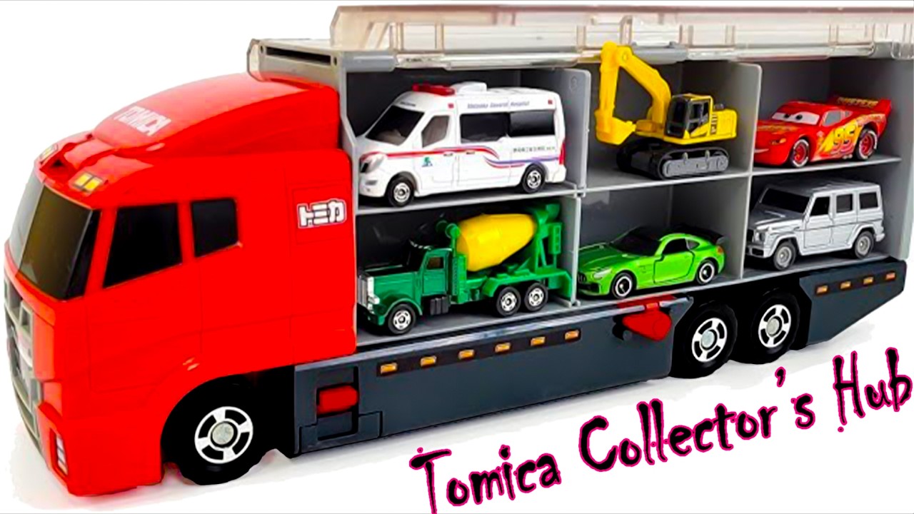 トミカ☆はたらくくるま開封＆コンボイ収納 ! ホンダNSXも参加 | Tomica Work Vehicles Unboxing & Loading into Convoy