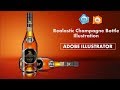 Illustrator Tutorials -Realistic Champagne Bottle illustration in  Illustrator, Learn Illustrator.