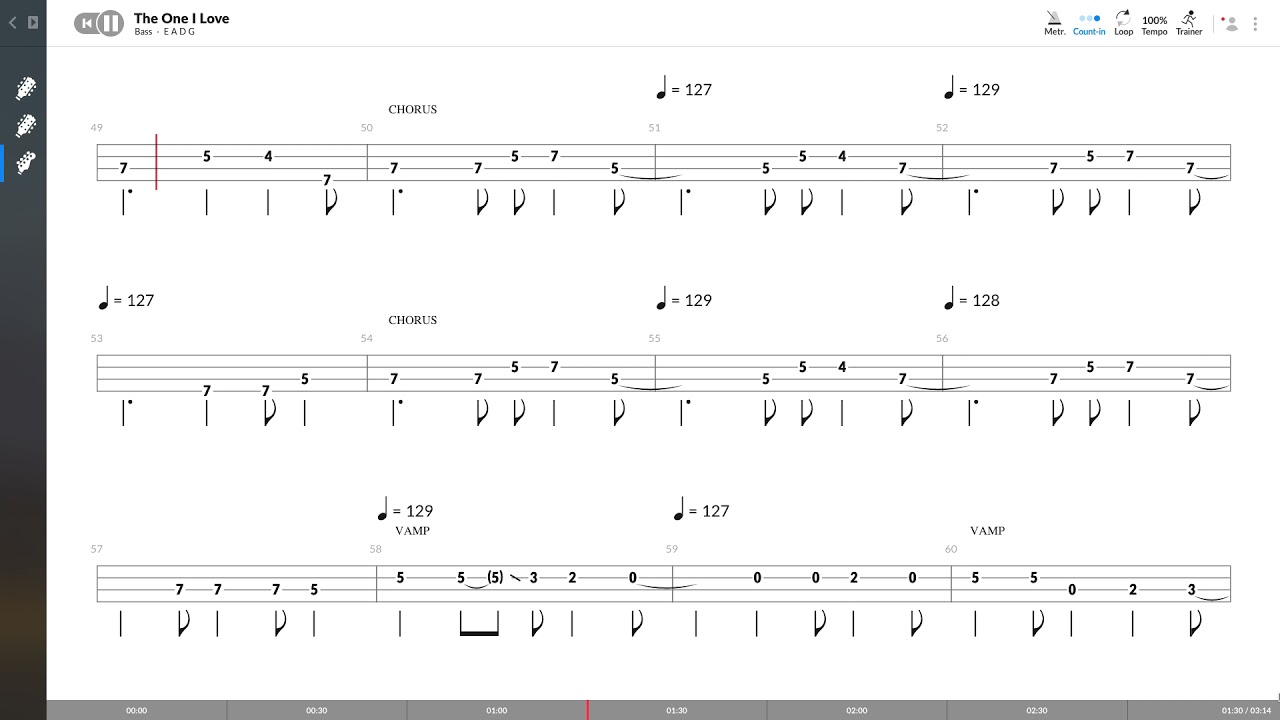 R.E.M. The One I Love (BASS TAB PLAY ALONG) YouTube