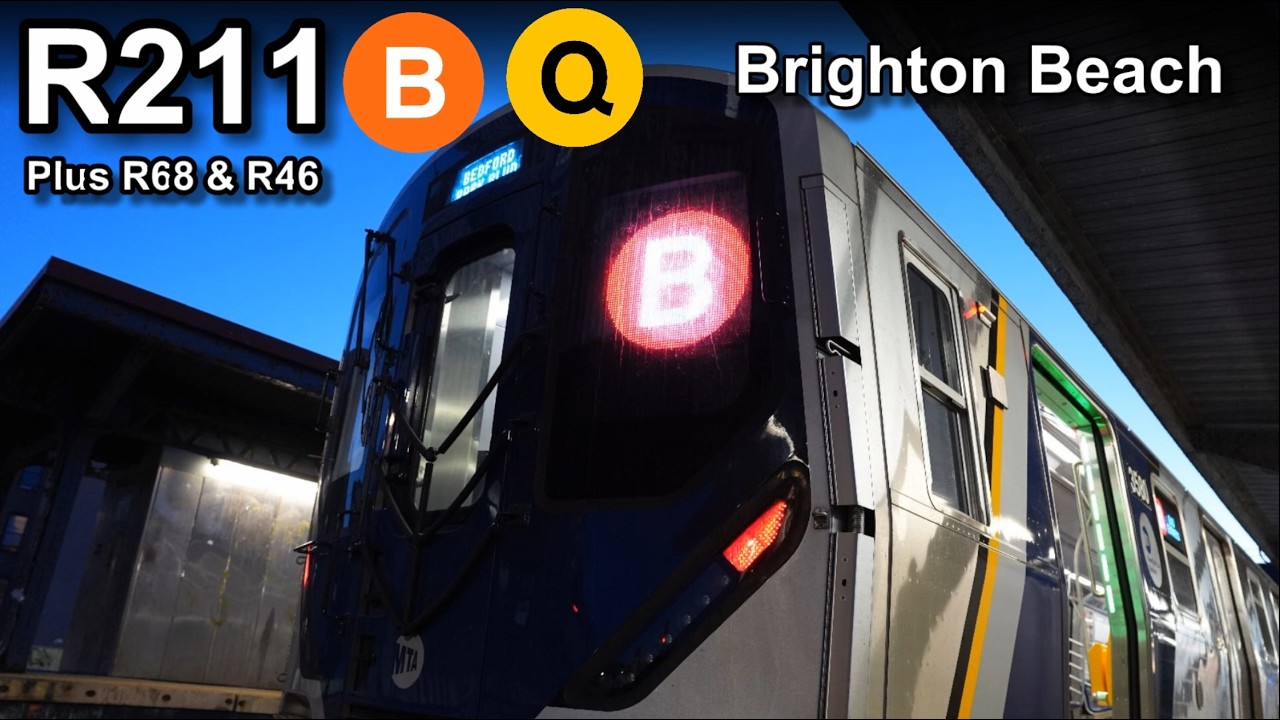 NYC MTA Subway R211 R68 R46 Brighton Beach Q B Train Action - YouTube