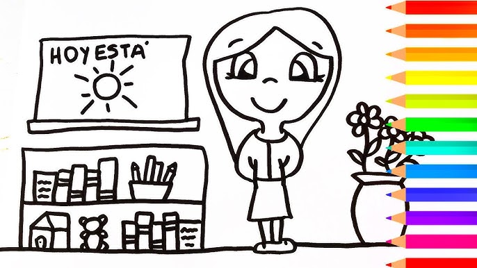 pic Educadora Dibujo De Maestra Con Niños Para Colorear como dibujar una maestra para ninos