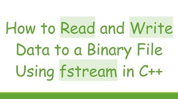 How to Read and Write Data to a Binary File Using fstream in C+ +