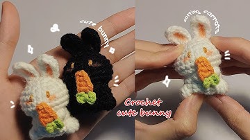 Crocheting A Cute Bunny Eating Carrot Keychain || Móc Treo Khóa Thỏ Nhỏ Cute Gặm Cà Rốt