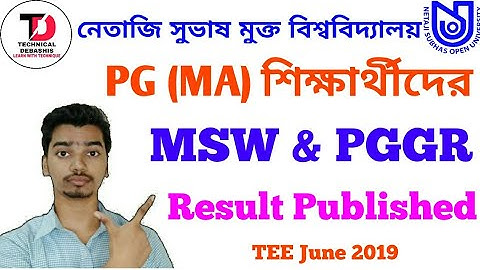 NSOU PG (MA) Result Published MSW & PGGR