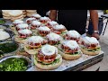 Indian Style Veg Burger | Famous Aloo Tikki Burger Making | Indian Street Food