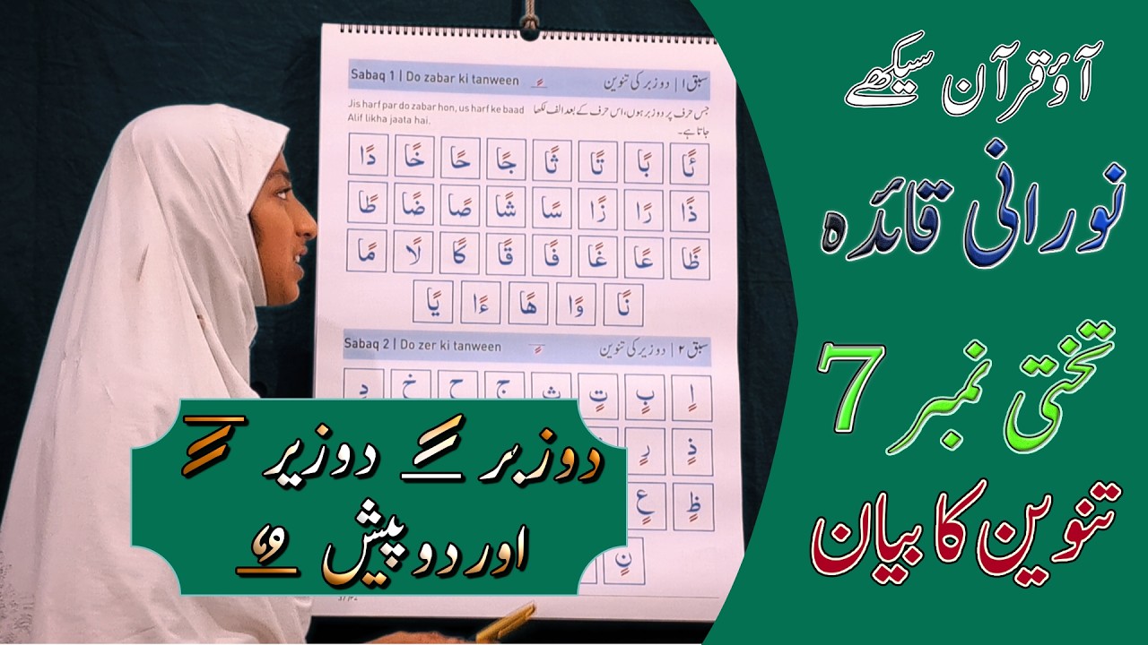 Taqti No.7 -Tanveen(2 Zabar, 2 Zer , 2 Pesh)|Noorani Qaida |Aao Quran Sikhe |M Jamia Millia Lilbanat
