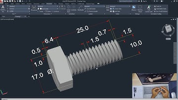 AutoCAD 3D, Beginner Start Drawing, Autodesk, How to drawing 3D bolt, 3D Modeling, Sketches 3 of 3