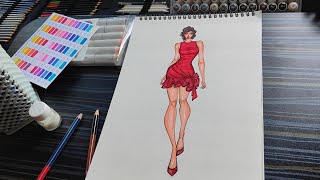Dreamy Red Bow Dress Sketch 🎀 | Soft & Elegant Fashion Art #art #new #drawing #fashionillustration screenshot 4