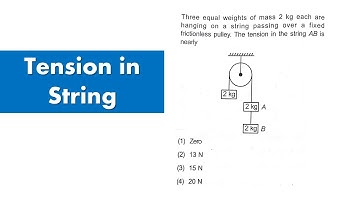 Three equal weights of mass 2 kg each are hanging on a string passing over a fixed frictionless pull