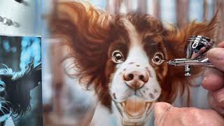 Airbrushing springer spaniel