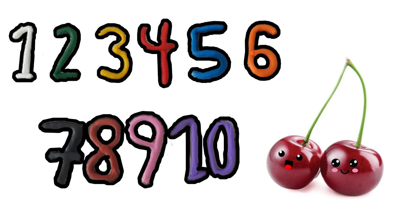 NUMBERS WITH PLASTICINE AND CHERRIES Learn colours and numbers