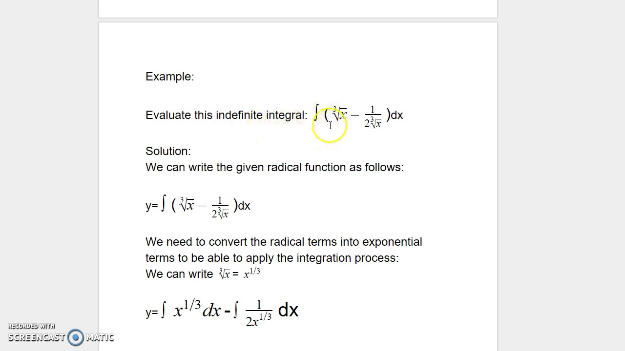 Indefinite Integrals - Example-3 - YouTube