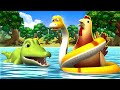 Three Hens Rescued by Giant Snake from Evil Crocodile Story in English | Stories in English |Jojo TV