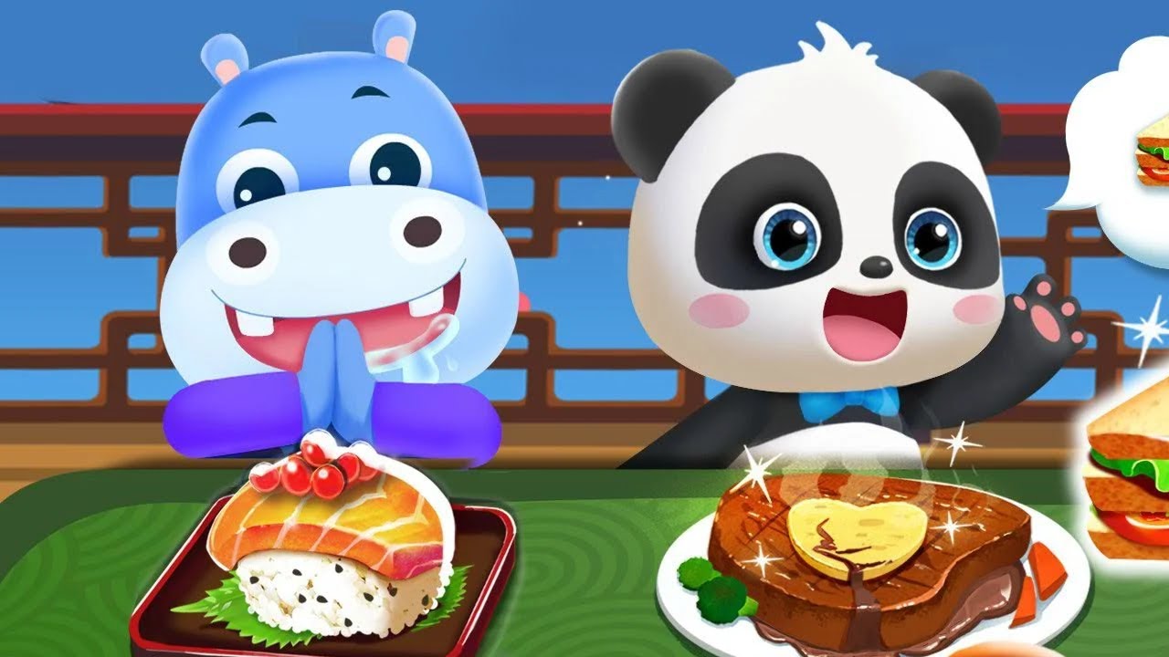 Little Panda Star Restaurants & Drawing Board - BabyBus Game