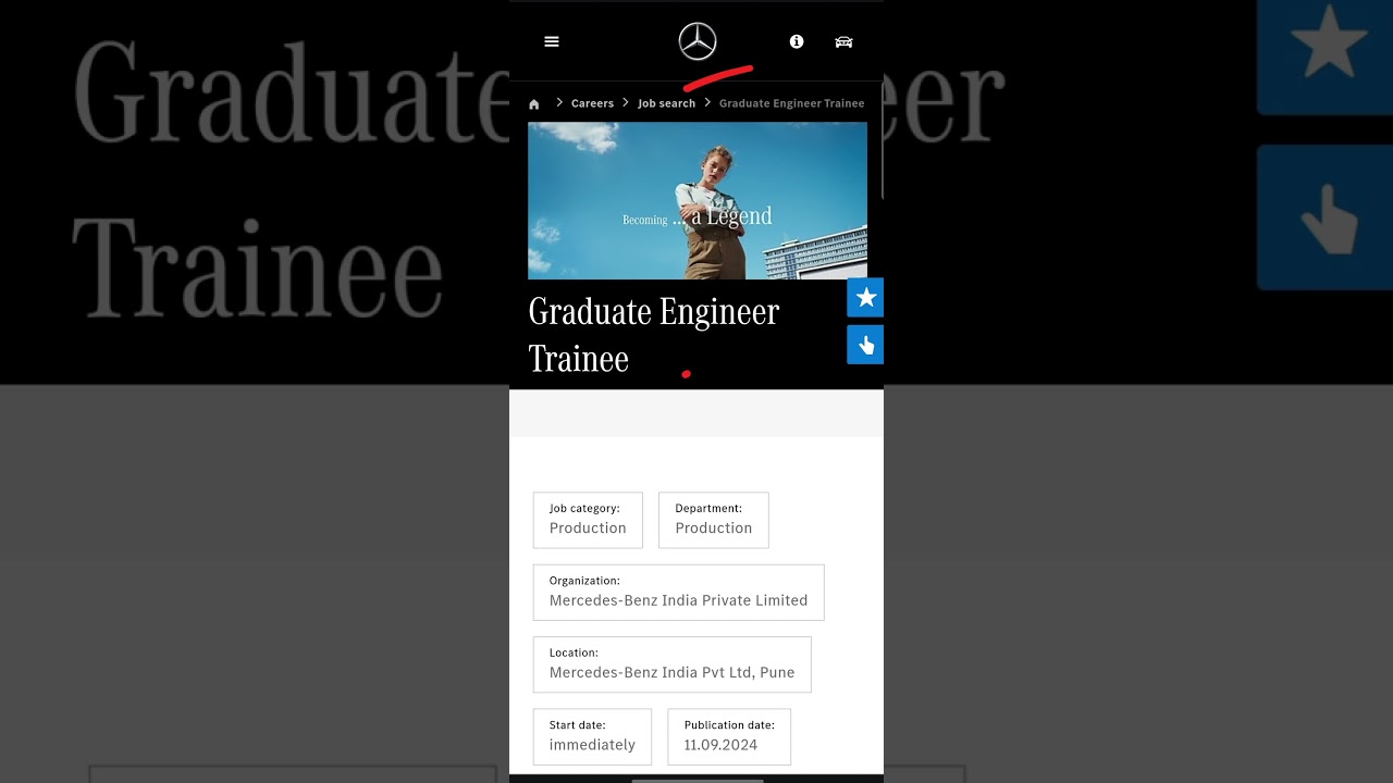 Mercedes is hiring for Graduate Engineer Trainee 