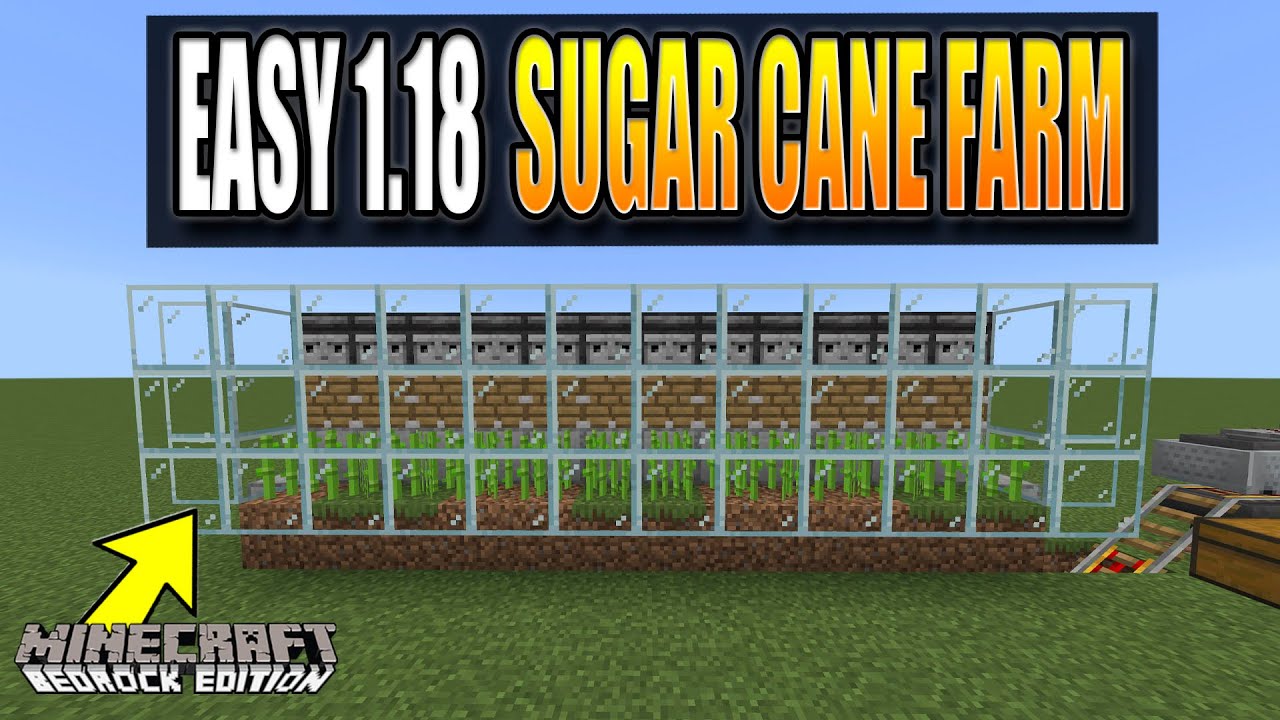 Easy 1.18 AUTOMATIC Sugar Cane Farm Tutorial for Minecraft Bedrock