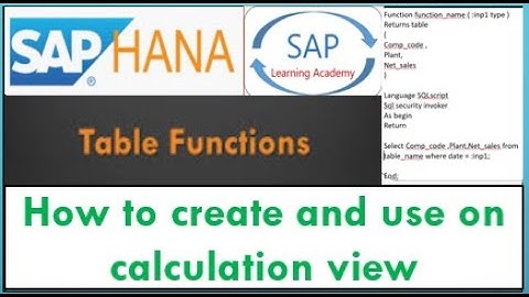 How to create Table Function in SAP HANA | How to use Table Function in calculation view